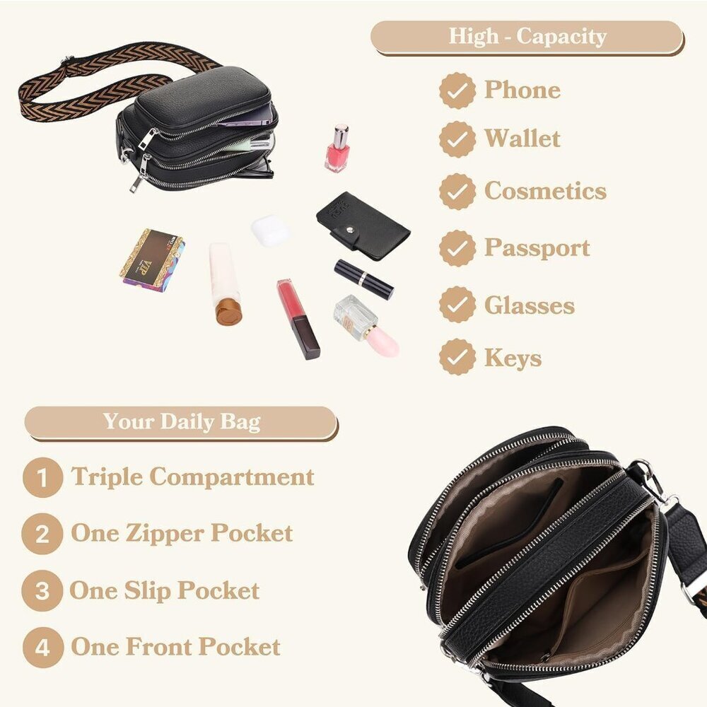 Small Vegan Leather Crossbody Bag for Women with Adjustable Strap - Picture 6 of 6